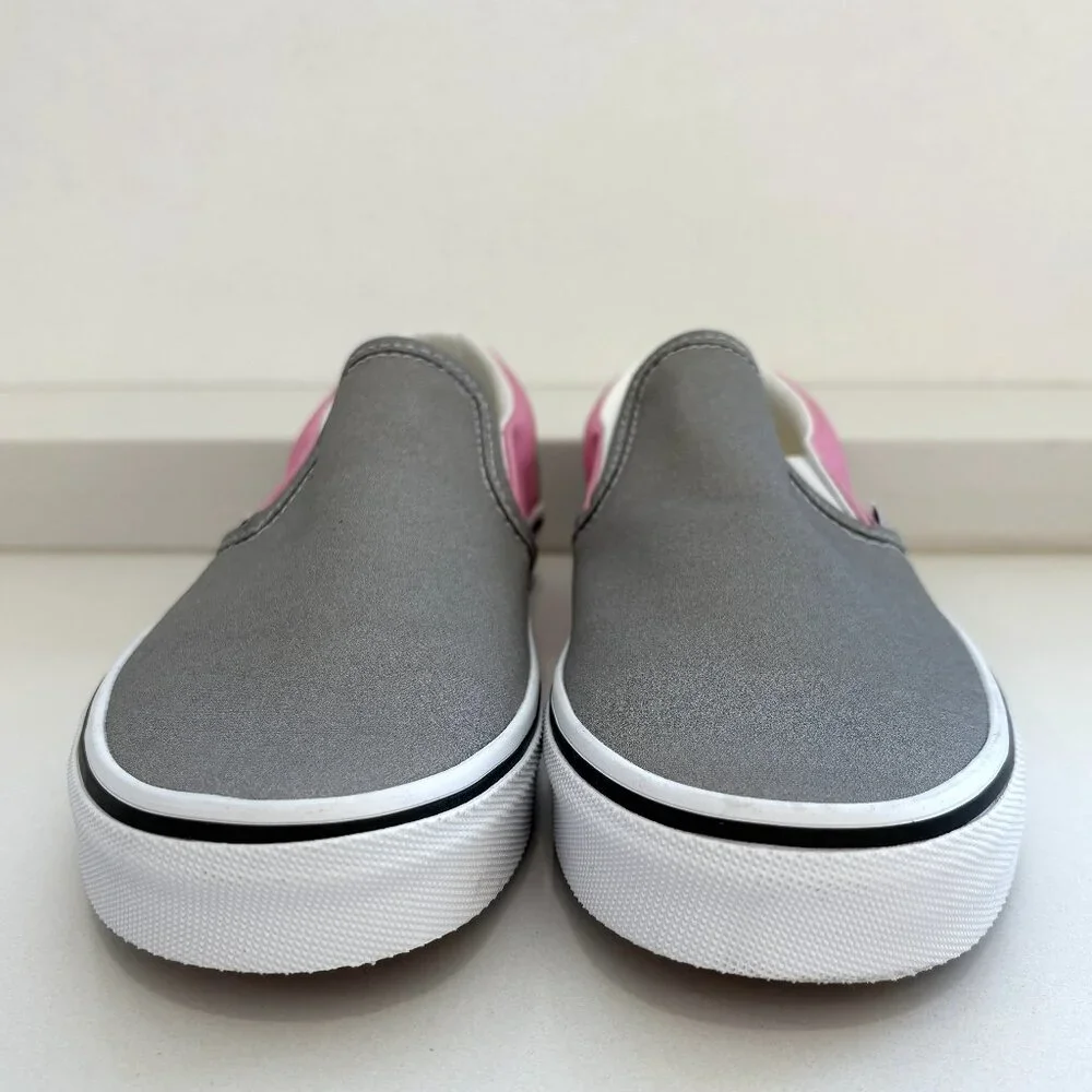 Vans Classic Slip On Canvas Sneakers Prism Pink Drizzle Gray Colorblock Size 7.5
